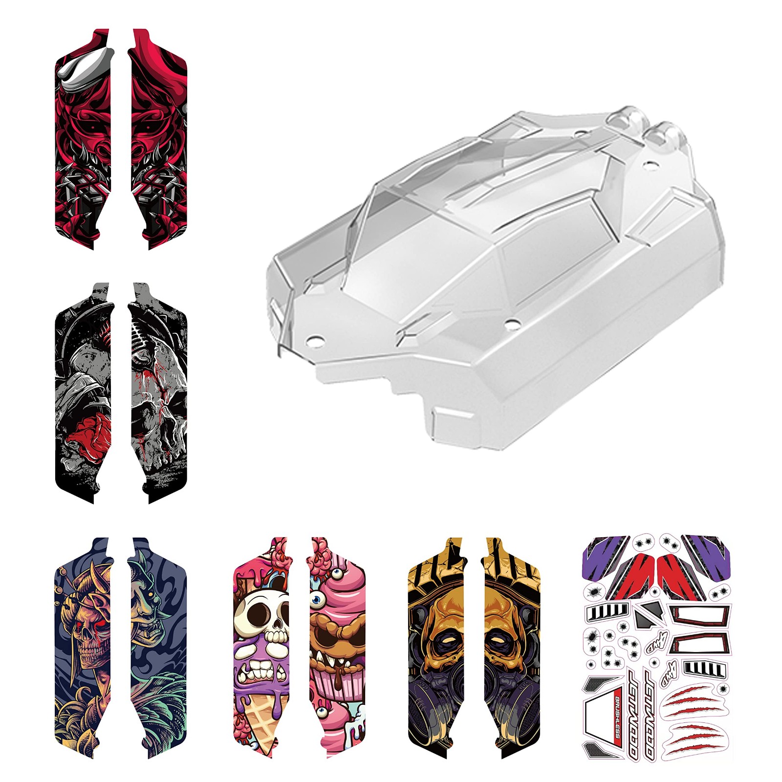 Transparent Car Body Shell & Sticker Set